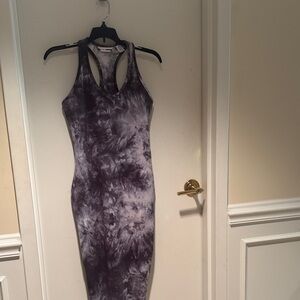 DKNY Purple and Black Tie-Dye Midi Dress